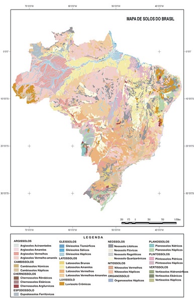 distribuição tipos solo do Brasil