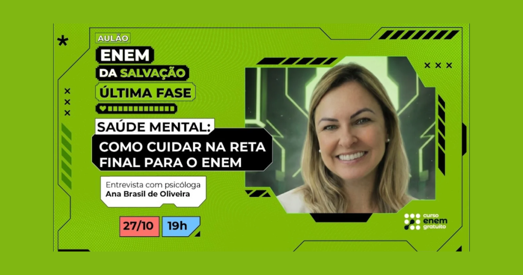 Aulão Enem da Salvação 2026: saiba como cuidar da saúde mental na reta final para o Enem